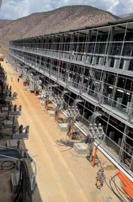 A solar powered mining farm harnessing the sun's energy to power their operations.